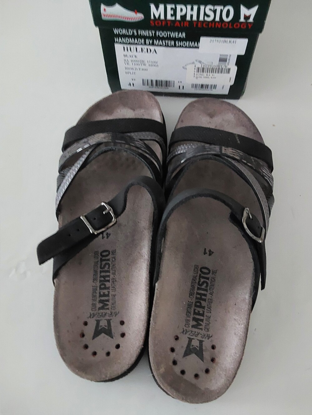 Mephisto Women's Black and Silver Strappy Comfort Sandals